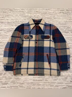 Vintage Sears Sportswear Plaid 100% Wool Jacket Men’s 44 Button Made In USA Rare